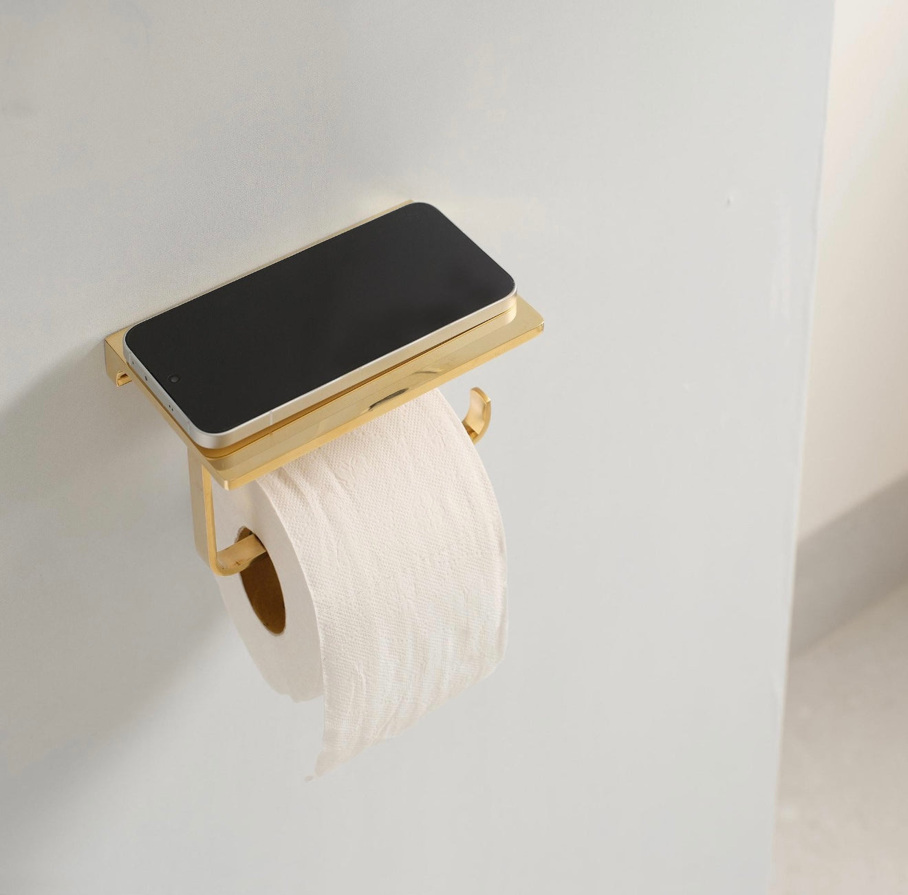 Unlacquered Brass Toilet Roll Holder, Storage Bathroom Decor