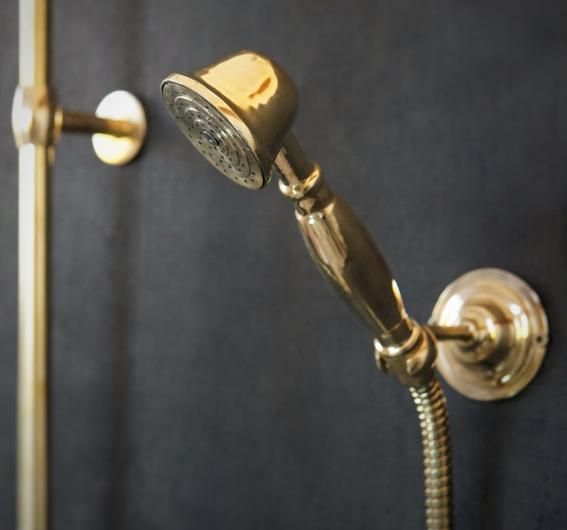 Unlacquered Brass Shower System With Tube Filler