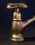 Engraved V-Style Brass Bridge Faucet