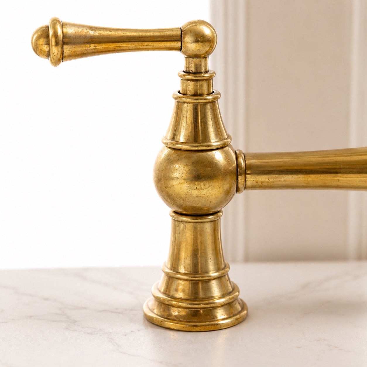 Vintage Bridge Faucet with Side Sprayer - Unlacquered Brass