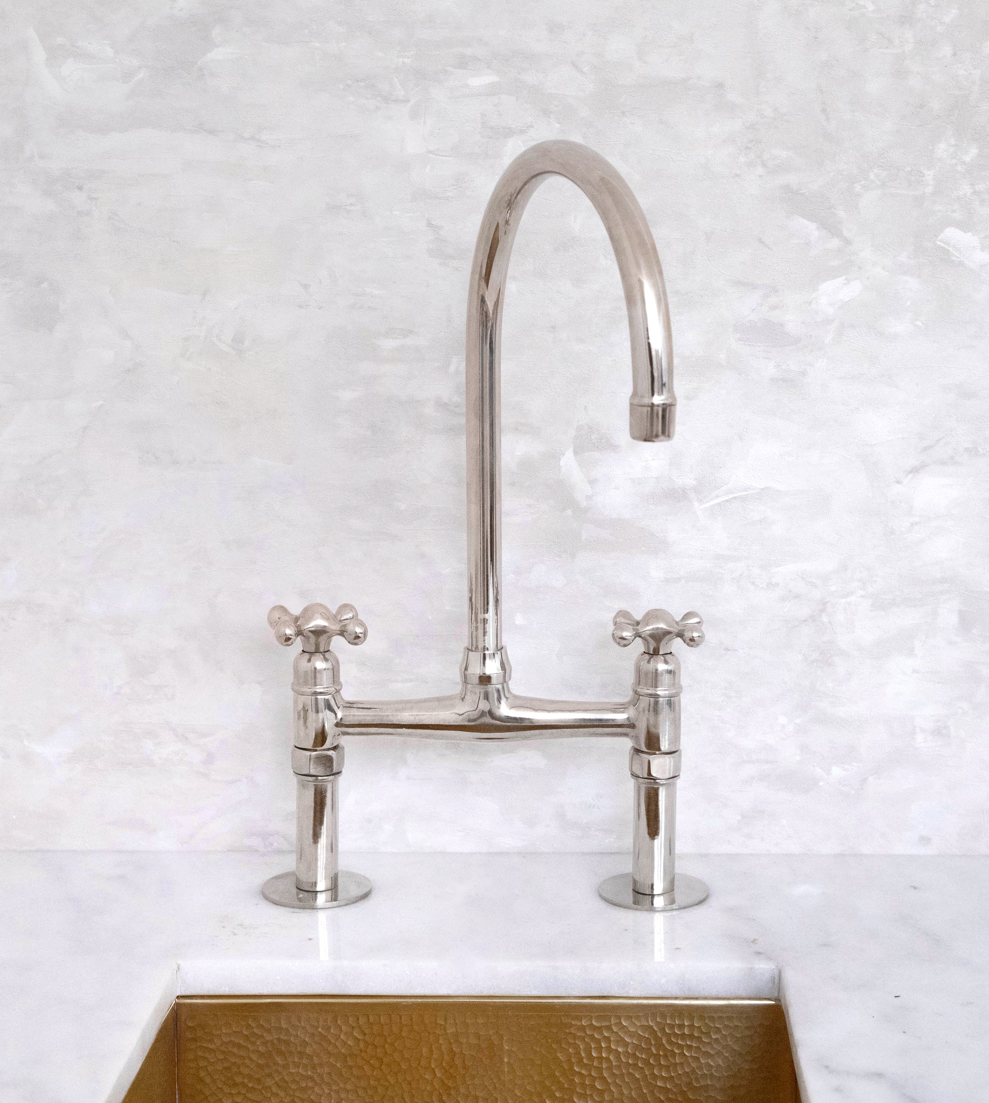 Nickel Kitchen Faucet | Brass Bridge Faucet | Brasslik