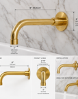 Wall Mounted Tub Filler with Hand Shower – Unlacquered Brass