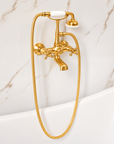 Bespoke Bathtub Wall Mount Filler with Handheld - Unlacquered Brass