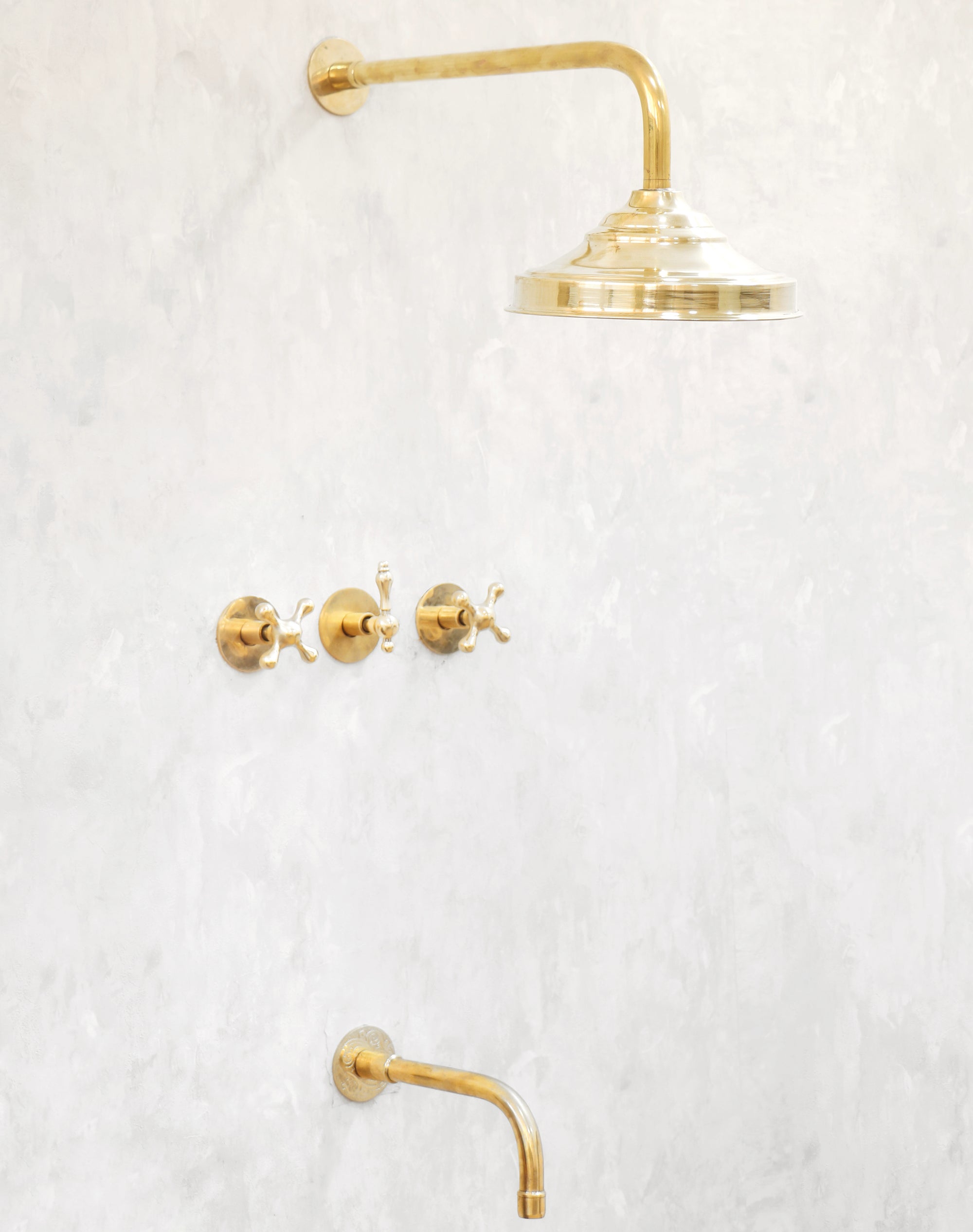 Classic Brass Shower Head and Handheld Assembly