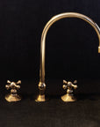 Unlacquered Brass Deck Mounted 3 Holes Countertop Faucet