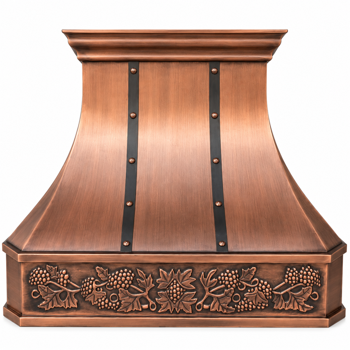 Solid copper range hood with antique finish by Brasslik