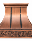 Solid copper range hood with antique finish by Brasslik