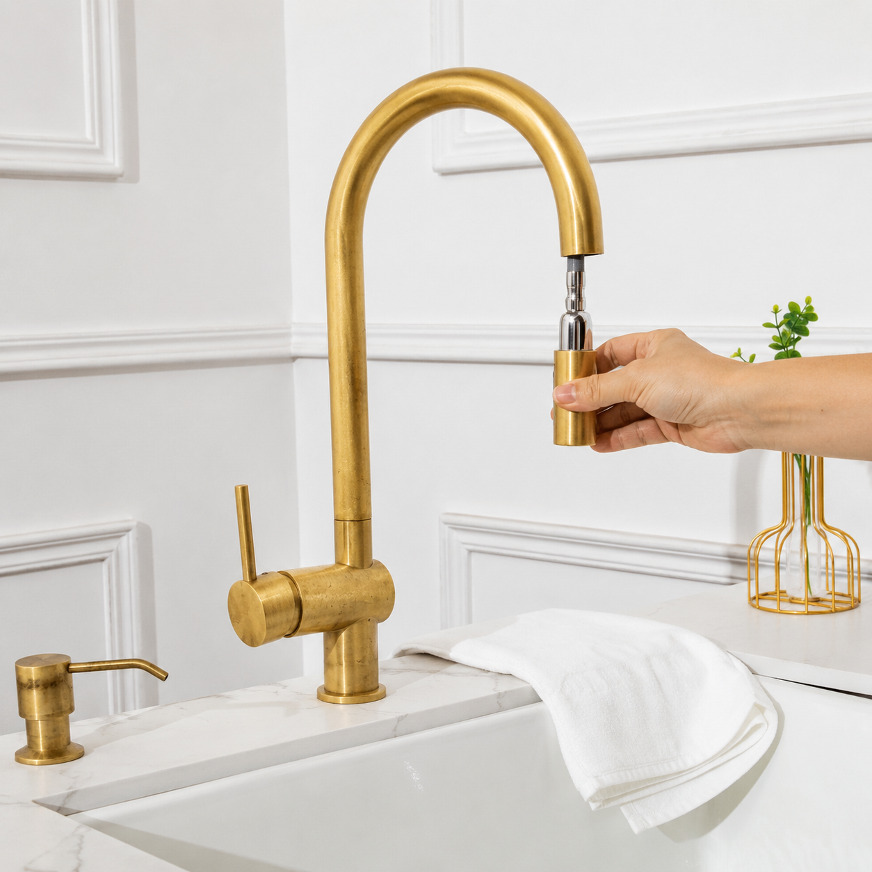 Brewster Pull Down Faucet - Unlacquered Brass