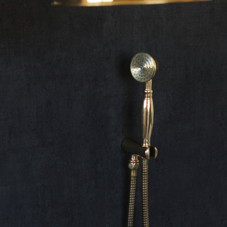 Maui Brass Rainfall Shower - Unlacquered Brass Shower Set