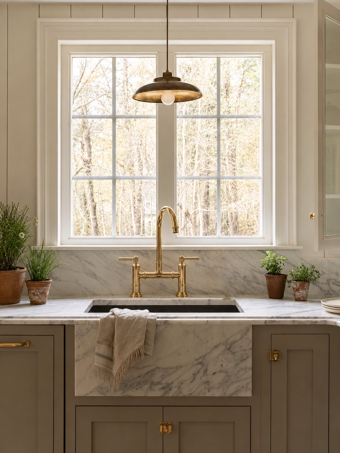 Masson Bridge Kitchen Faucet - Unlacquered Brass