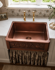 Antique Copper Farmhouse Kitchen Sink - Hammered