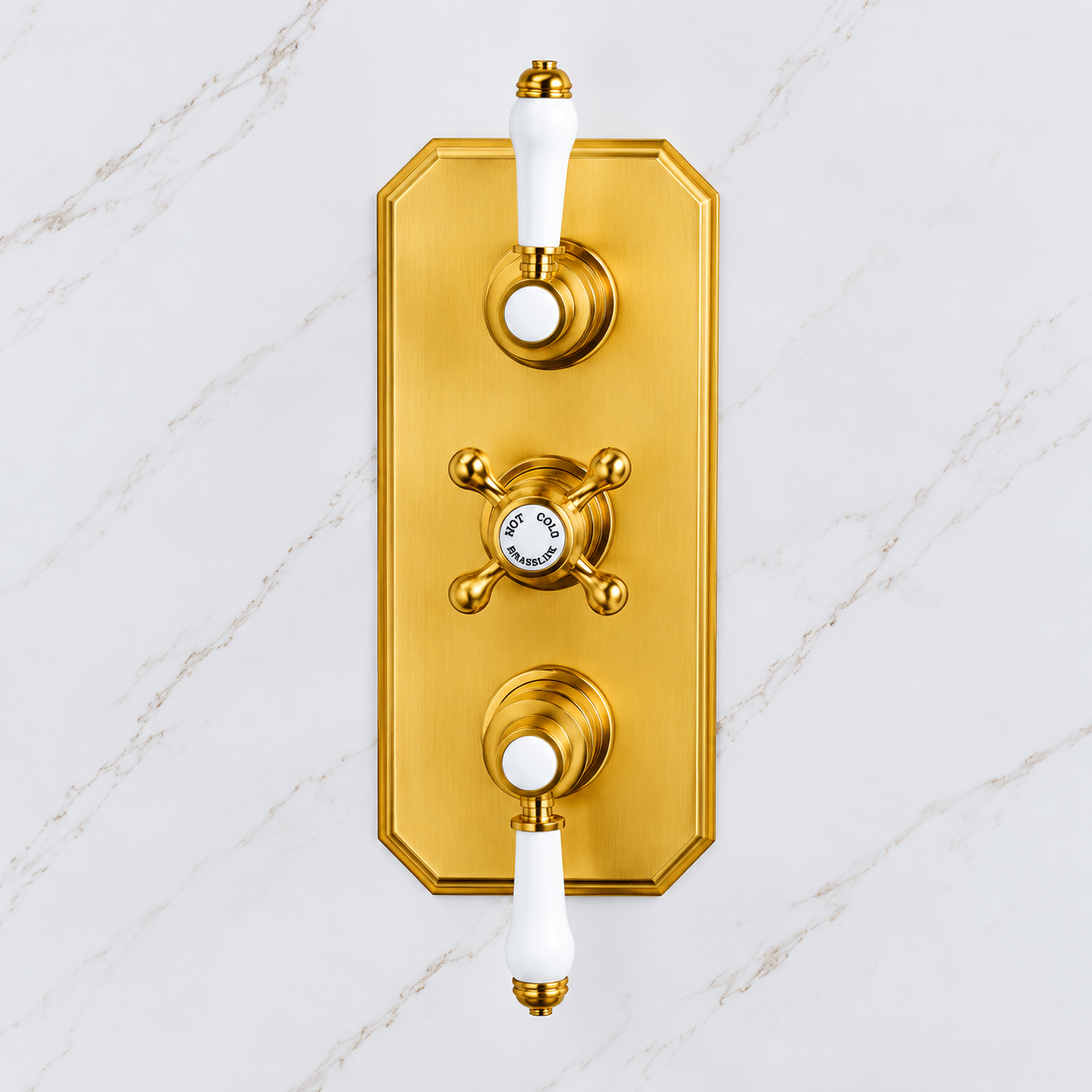 Nebraska Thermostatic Valve Shower Set - Unlacquered Brass
