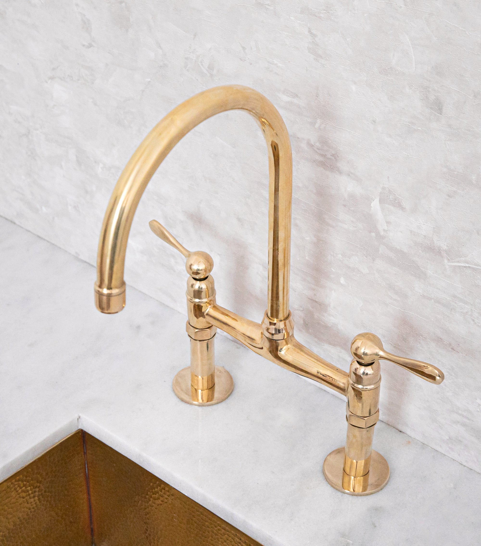 Unlacquered Brass Bridge Kitchen Faucet