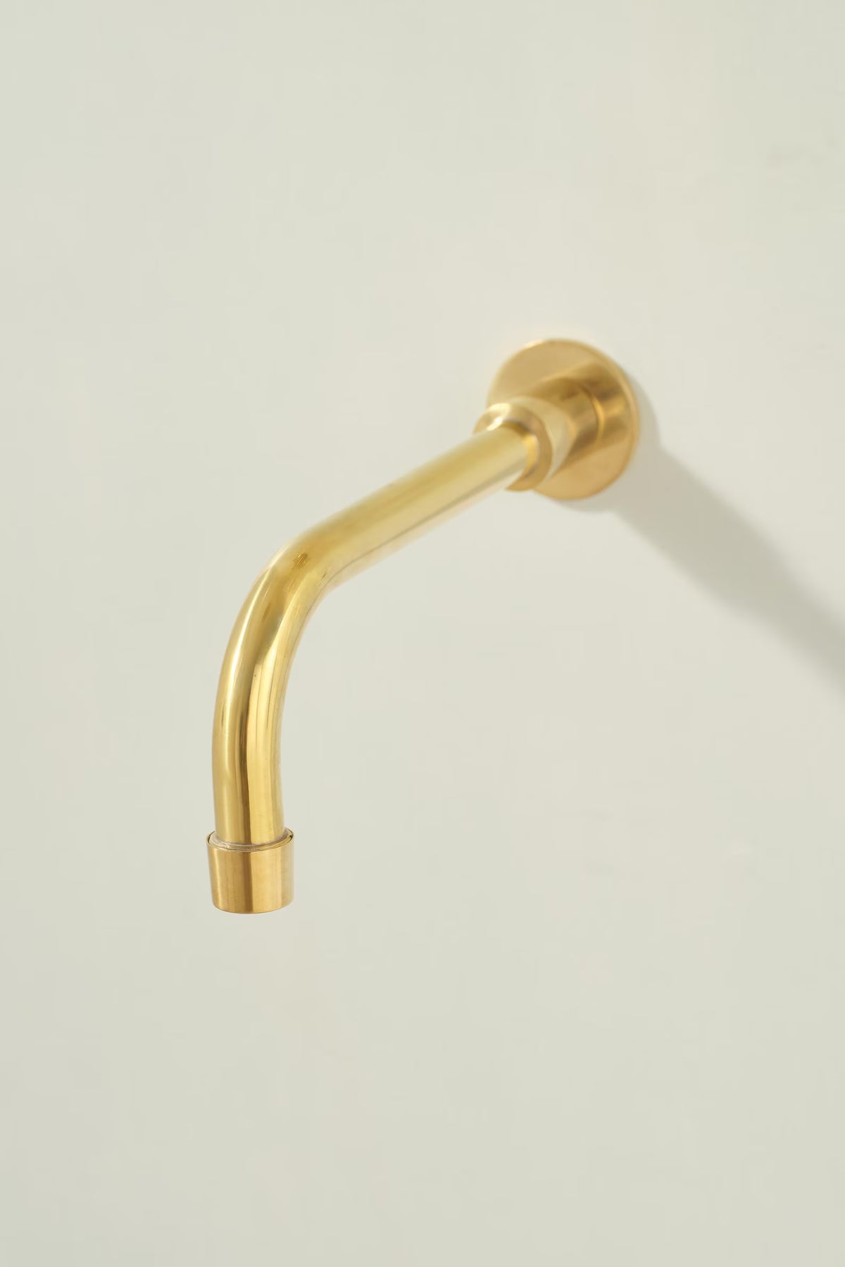 Wall-mount brass tub filler spout, 8 inch, without diverter or valve