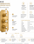 Thermostatic Two Way Shower Valve – Unlacquered Brass