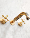 Handcrafted Wood & Brass Wall Mounted Faucet