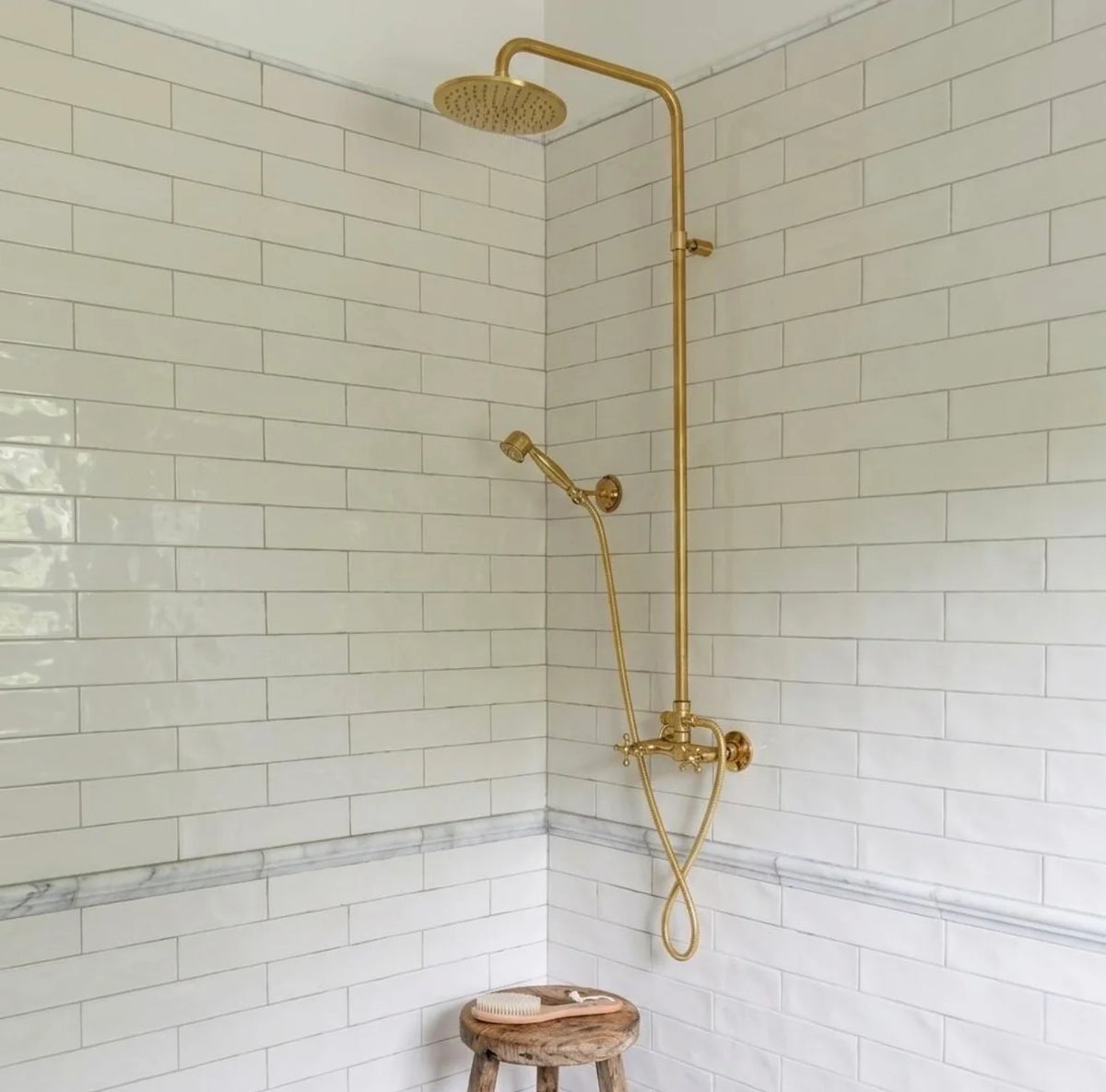 Unlacquered Brass Exposed Shower - High Pressure System Shower