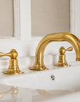 Brass Sink Faucet Widespread Bathroom Faucet Lever Handles Unlacquered Brass
