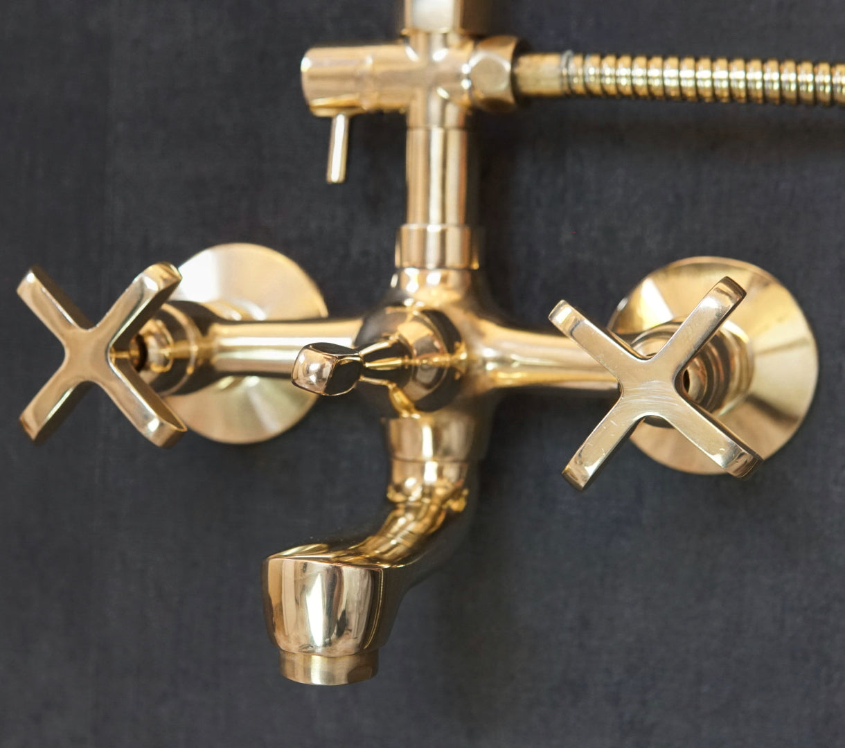 Unlacquered Brass Shower System With Tube Filler