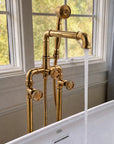 Lewistown Tub Filler with Hand Shower – Unlacquered Brass