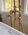 Lewistown Tub Filler with Hand Shower – Unlacquered Brass