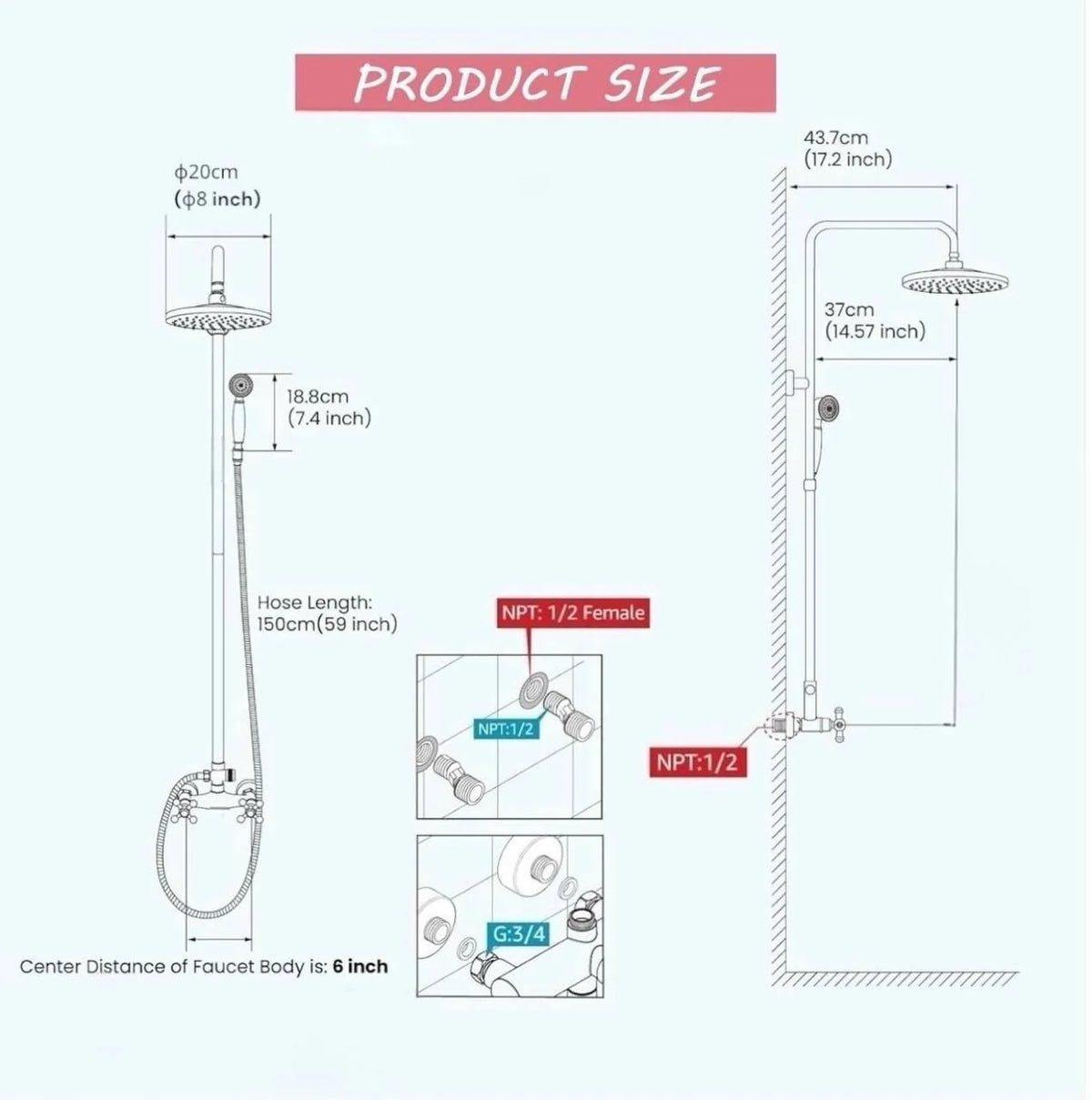 Unlacquered Brass Exposed Shower - High Pressure System Shower