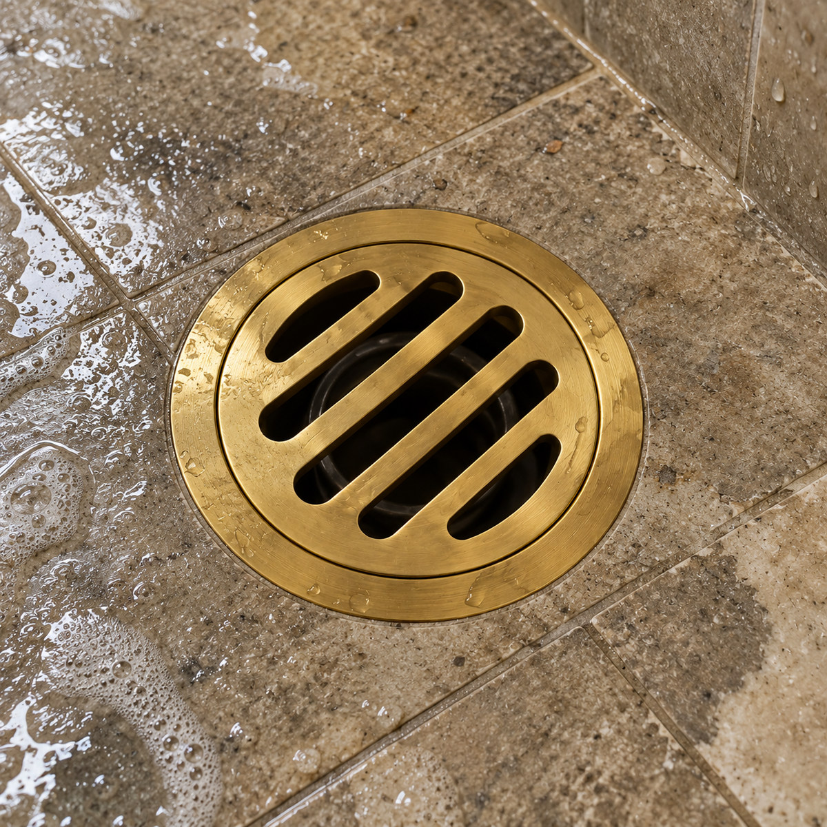 Round Shower Drain | Unlacquered Brass