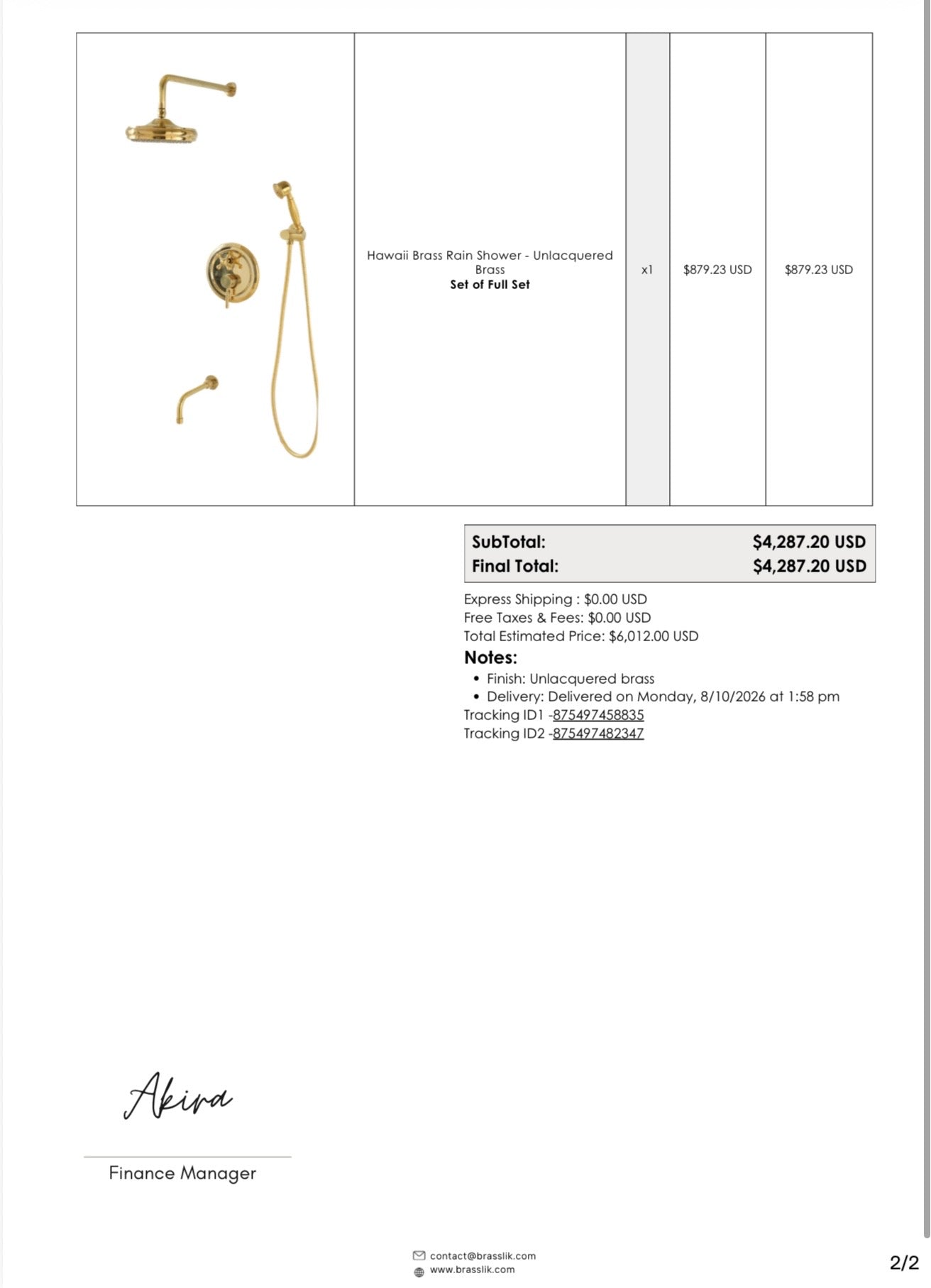 Reorder – Unlacquered Brass Bathroom Fixtures