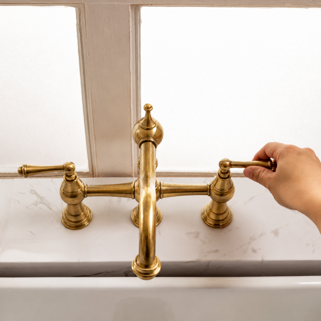Vintage Bridge Faucet with Side Sprayer - Unlacquered Brass