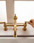 Vintage Bridge Faucet with Side Sprayer - Unlacquered Brass
