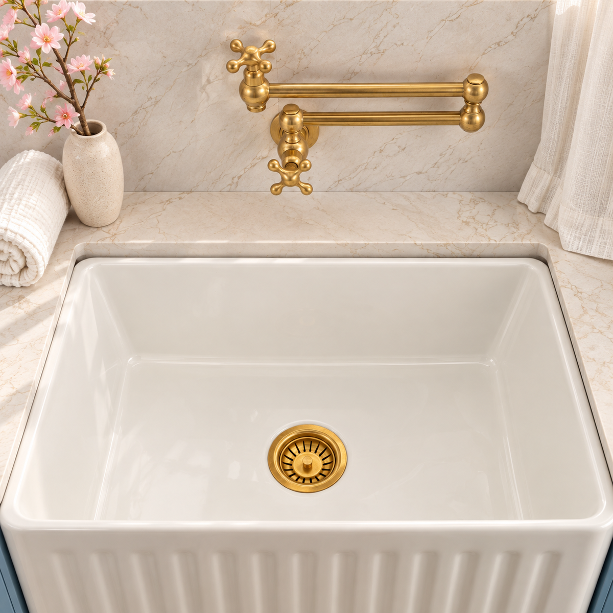 Ralph Brass Wall Mount Pot Filler -Unlacquered Brass