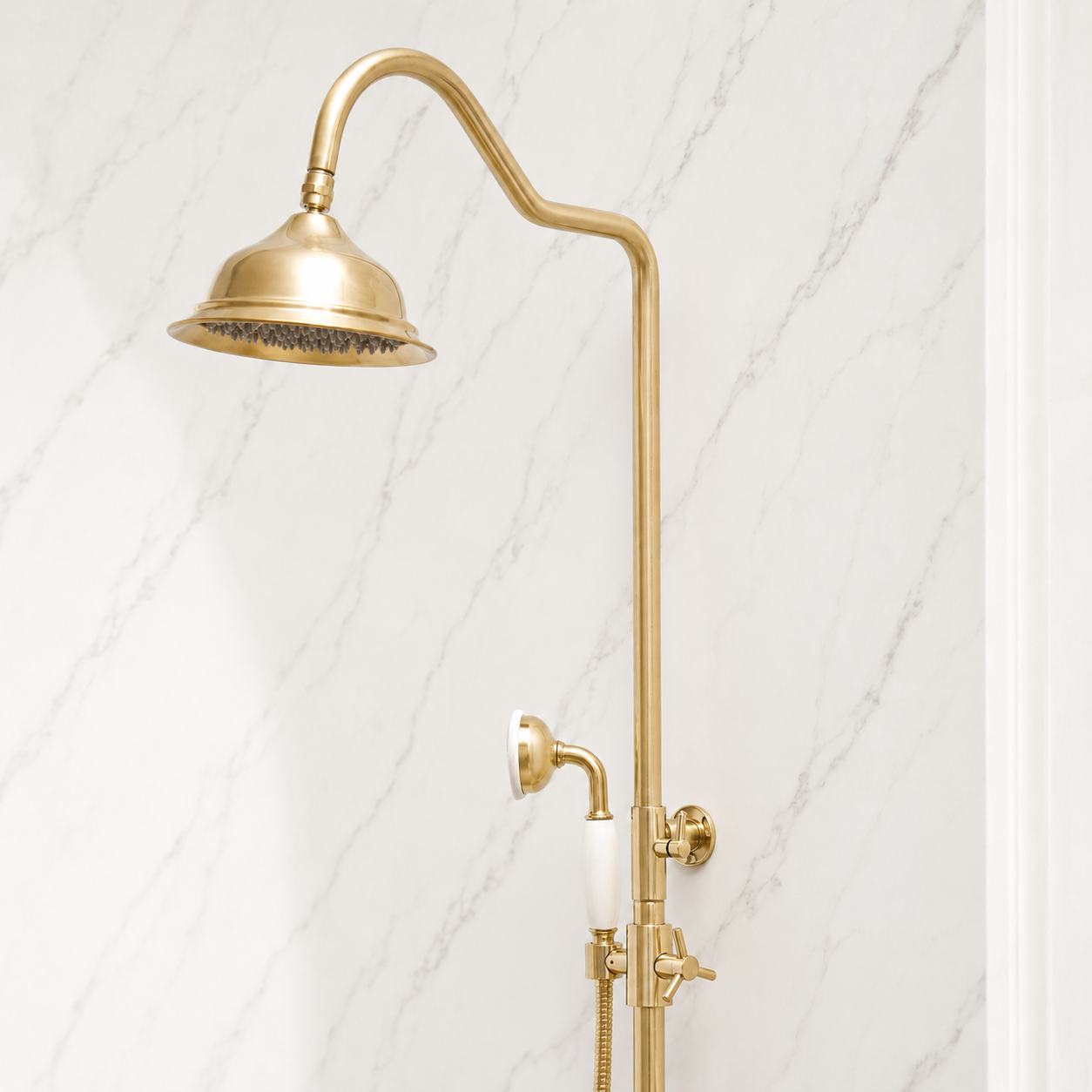 Unlacquered Brass Delta Vintage Shower