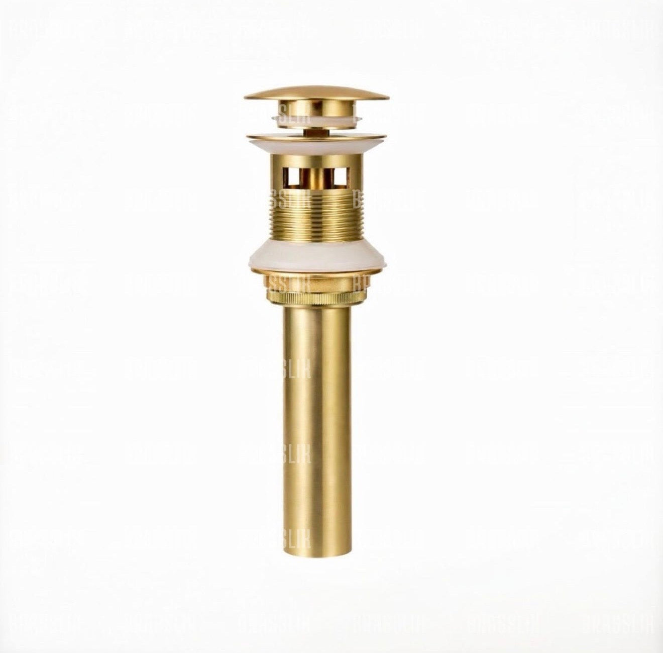 Bathroom Sink Pop-Up Drain with Overflow – US Standard, Unlacquered Brass