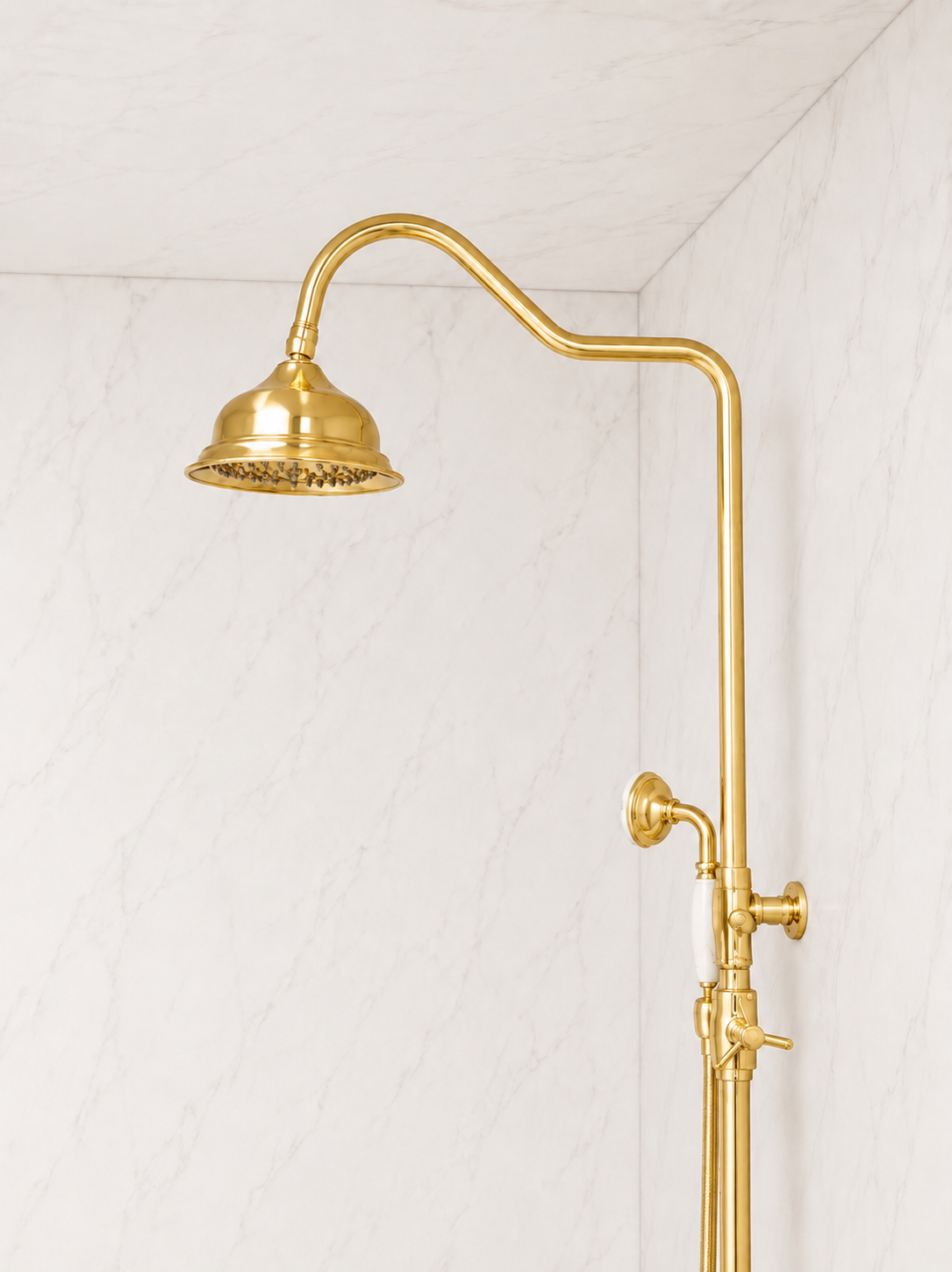 Unlacquered Brass Delta Vintage Shower