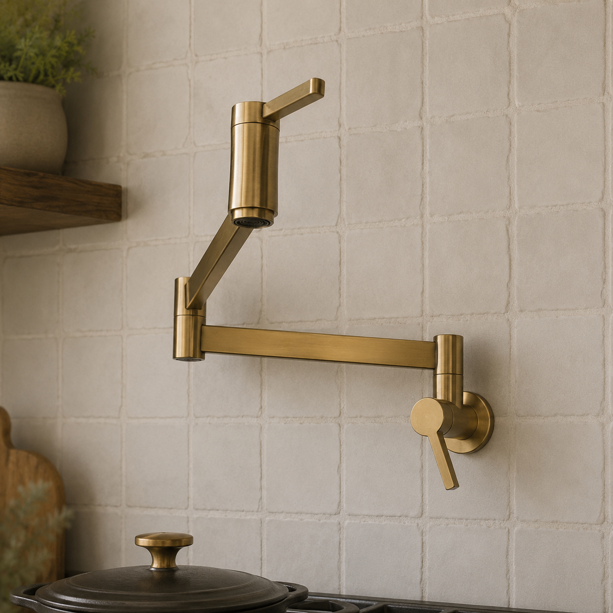 Denver Brass Pot Filler - Unlacquered Brass