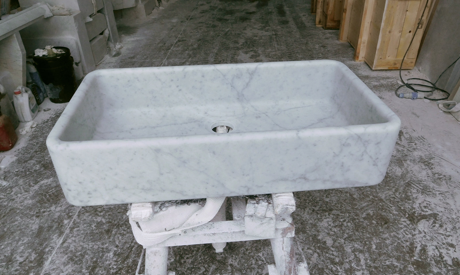 Handcrafted Farmhouse Carrera Marble Sink