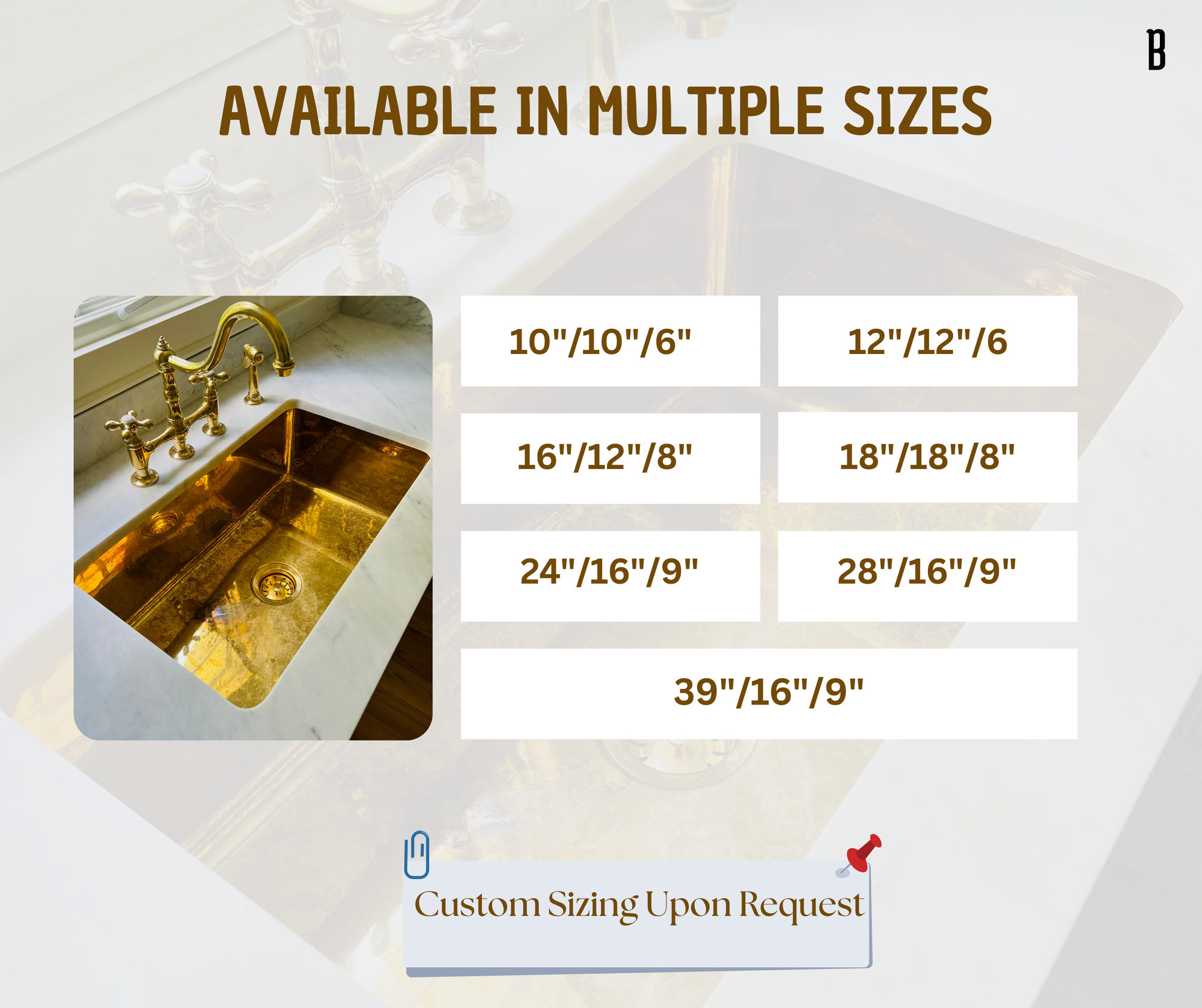 Unlacquered Brass Island Solid Undermount Sink