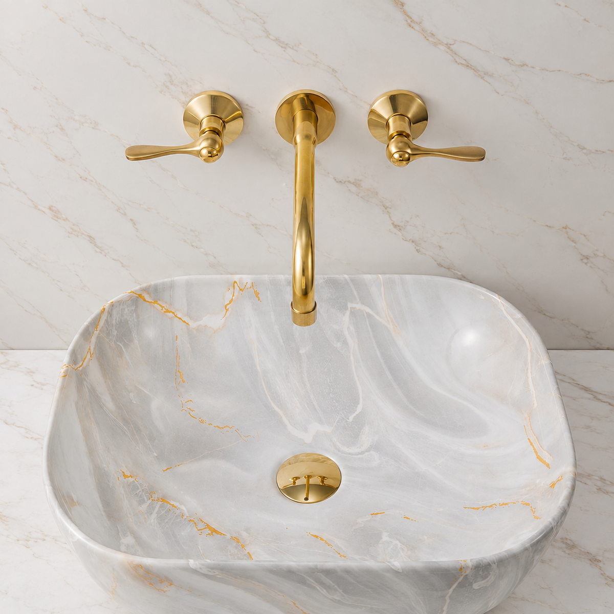 Powder Room Wall Mounted Faucet - Unlacquered Brass