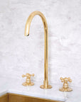 Widespread 3 Holes Solid Unlacquered Brass Faucet