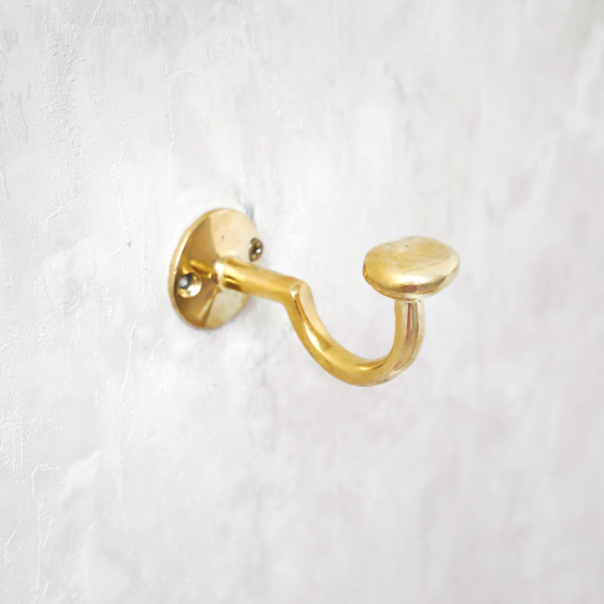 Handcrafted Unlacquered Brass Curved Hook