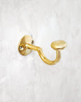 Handcrafted Unlacquered Brass Curved Hook