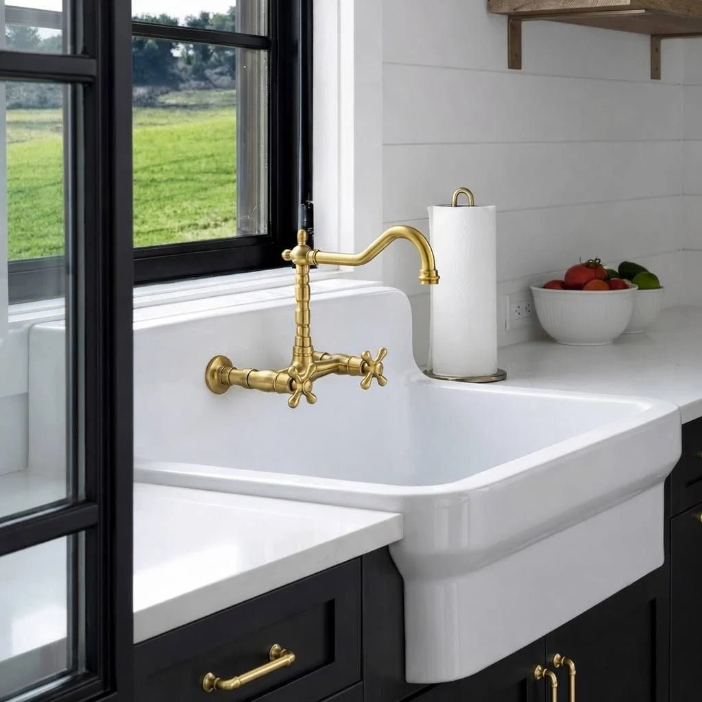 Brighton Wall Mounted Classic Brass Faucet