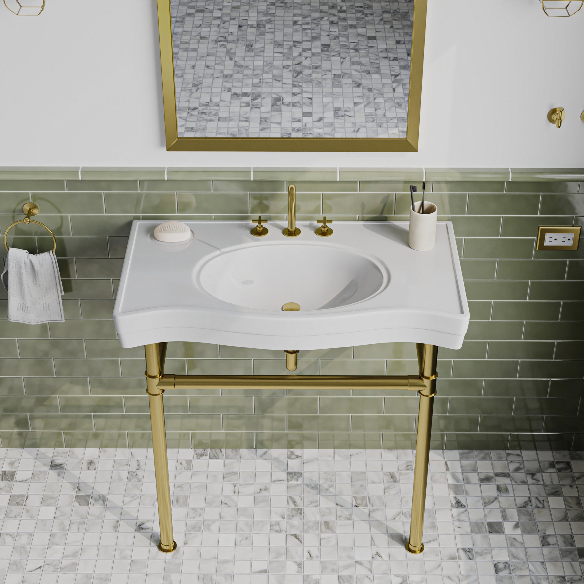 Handmade Console Sink | Sink with Brass Stand | Brasslik