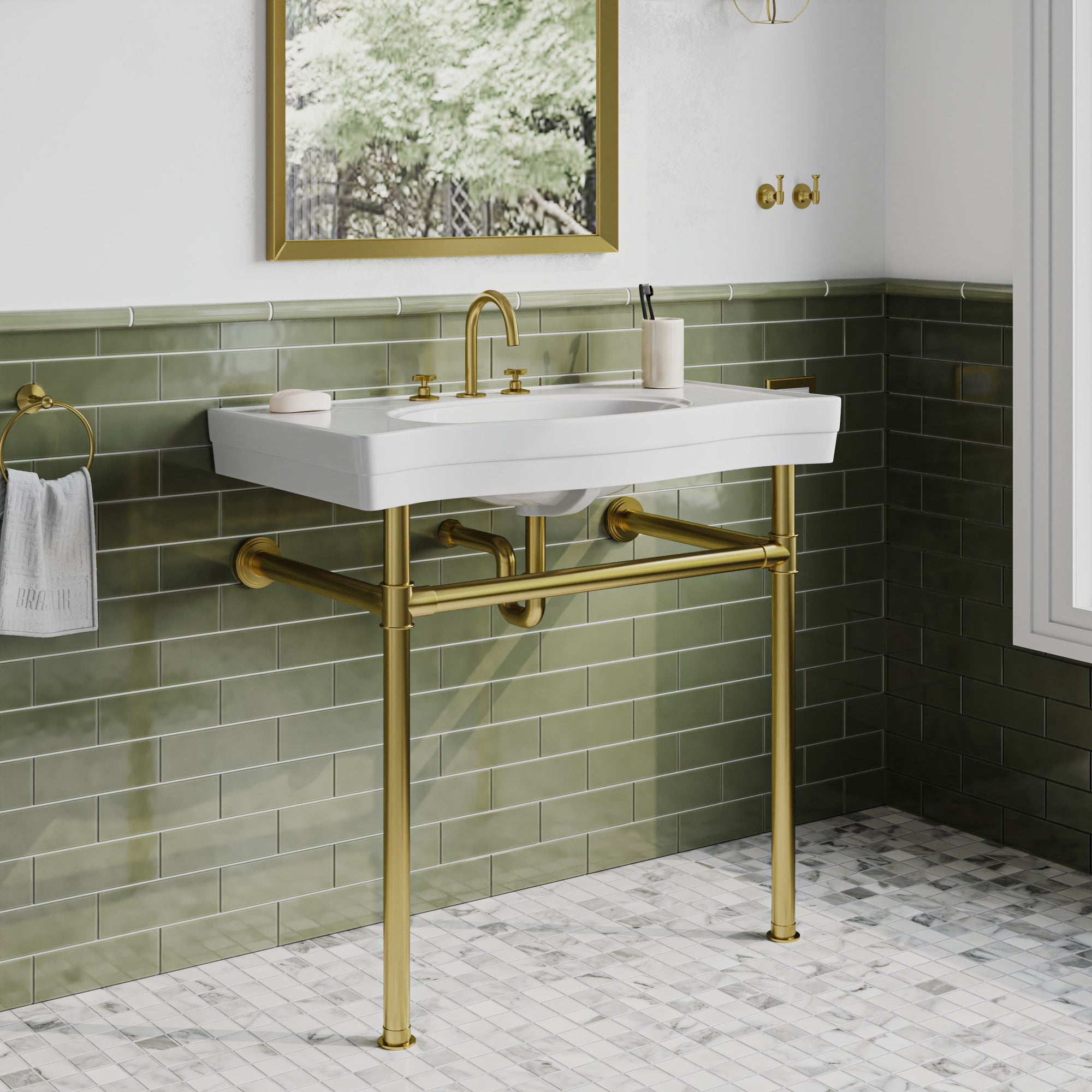 Handmade Console Sink | Sink with Brass Stand | Brasslik