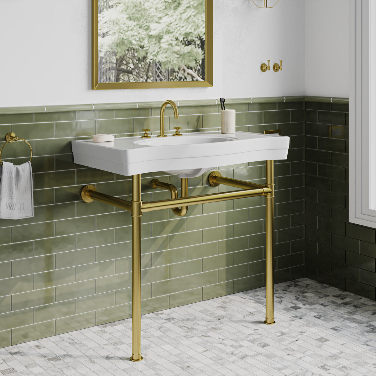 Zoom Expand image caption Handmade Console Sink | Sink with Brass Stand ...