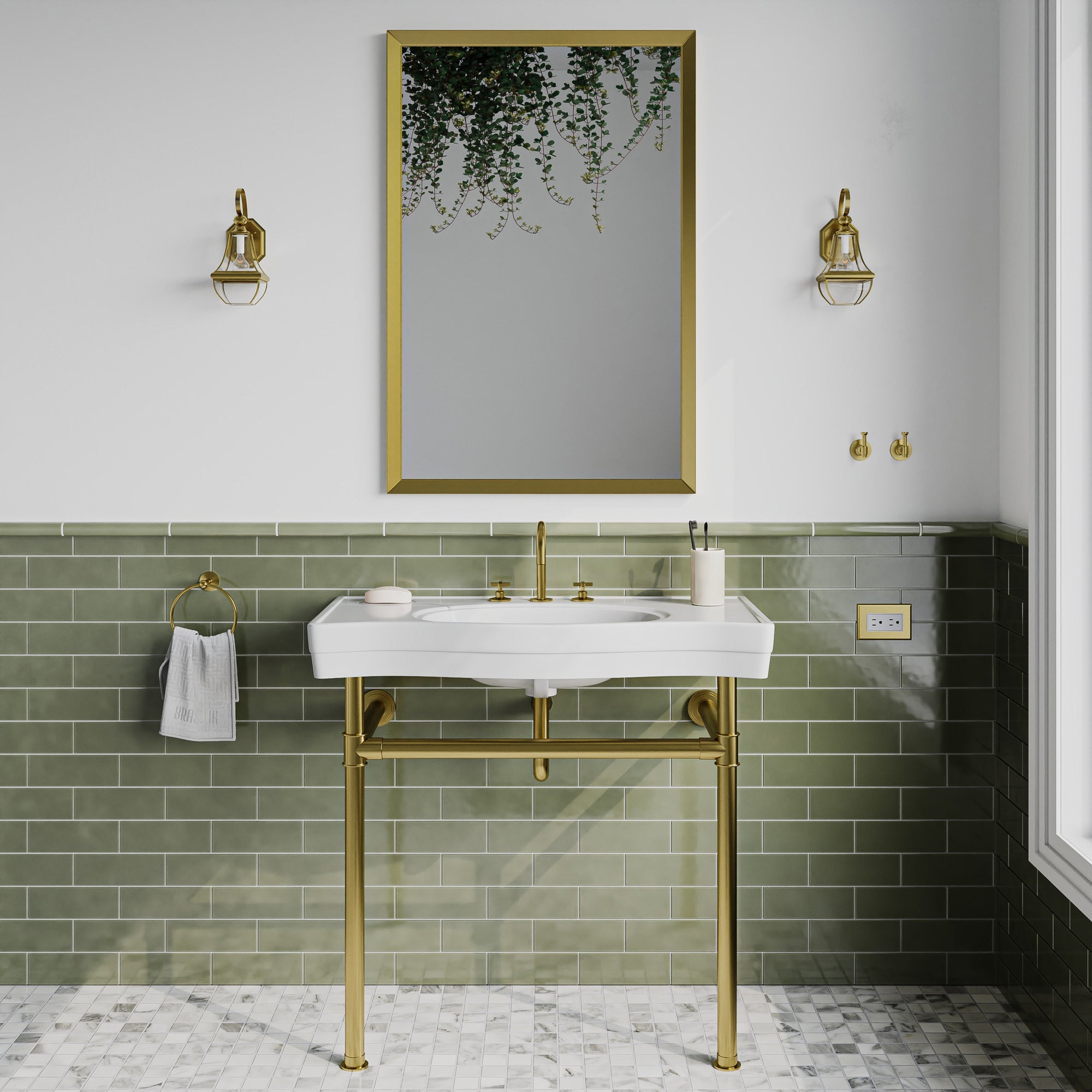 Handmade Console Sink | Sink with Brass Stand | Brasslik