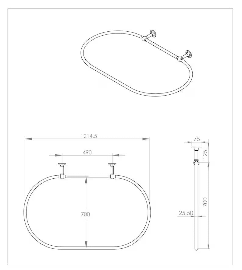Brass Shower Curtain Rod, Bath Rail for Shower Covering