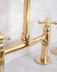 Unlacquered Brass Bridge Kitchen Faucet