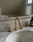Unlacquered Brass  Vanity Three Holes Faucet - Lever handles