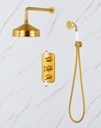 Nebraska Thermostatic Valve Shower Set - Unlacquered Brass